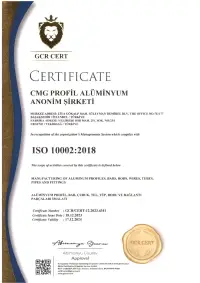 Certificate ISO 10002:2018 th